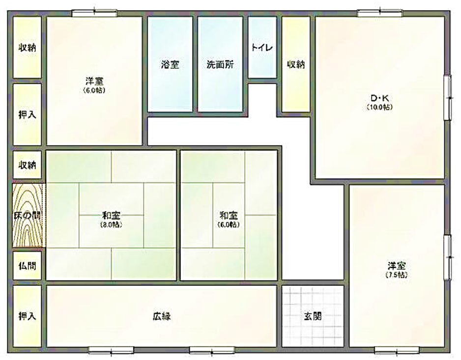 Floor plan for 1990s wood house in Ushinezakai, Tarumizu