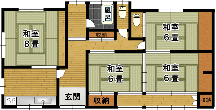 Floor plan for 1980s wood house in Ushinefumoto, Tarumizu
