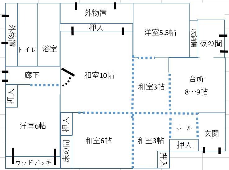 Floor plan for 1950s wood house, 10-min walk to station, Kasagi, Kyoto