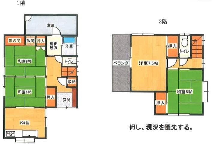Floor plan for 1990s wood house, 14-min walk to station, Ichikikushikino, Kagoshima