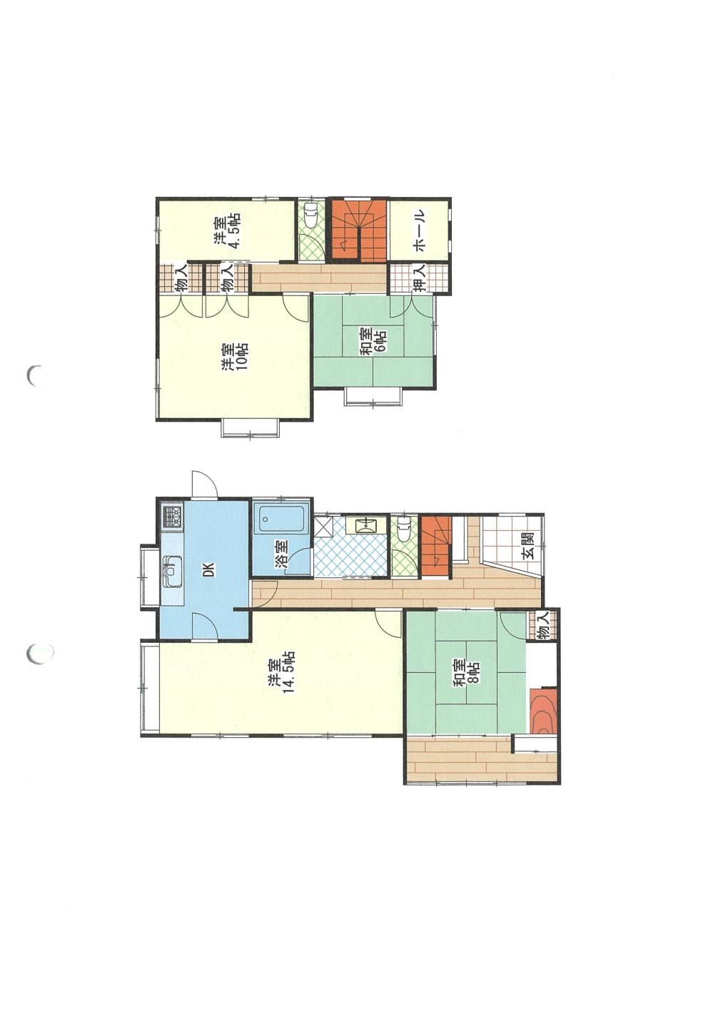 Floor plan for 1980s wood house in Kitaokawara, Minamiyamashiro