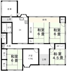 Floor plan for 1960s wood house in Ehime
