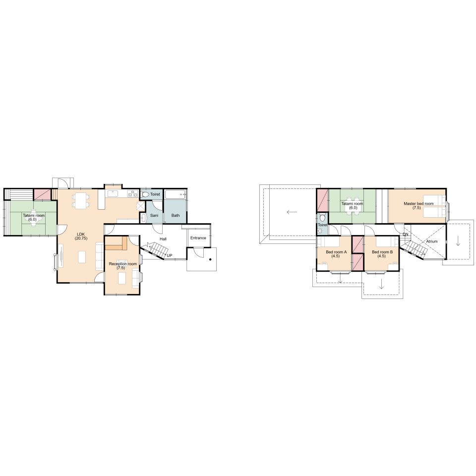 Floor plan for 1980s wood house in Tochigi