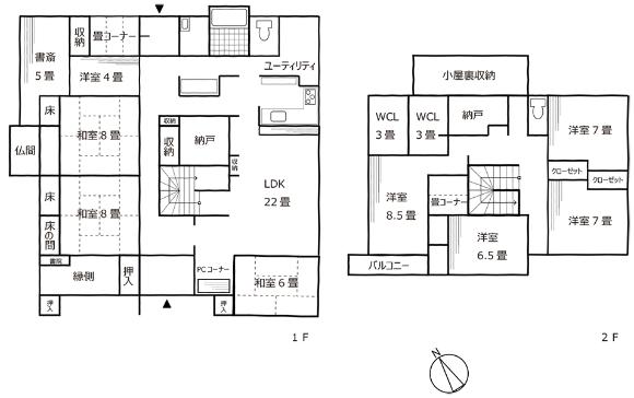 Floor plan for 2000s wood house in Fukui