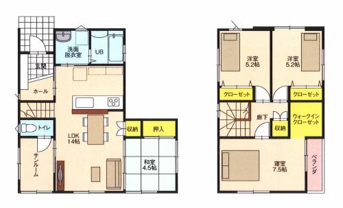 Floor plan for 2010s wood house, 6-min walk to station, Fukui