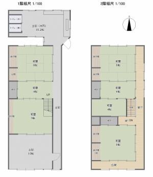 Floor plan for 1920s wood house with outbuildings in Niigata