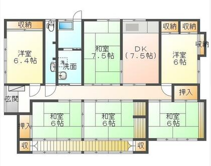 Floor plan for 1970s house near the coast in Ariake, Shibushi