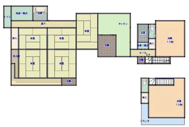 Floor plan for 1920s wood house on a large plot in Kirishima, Kagoshima
