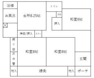 Floor plan for 1970s wood house, 20-min walk to station, Miyagi