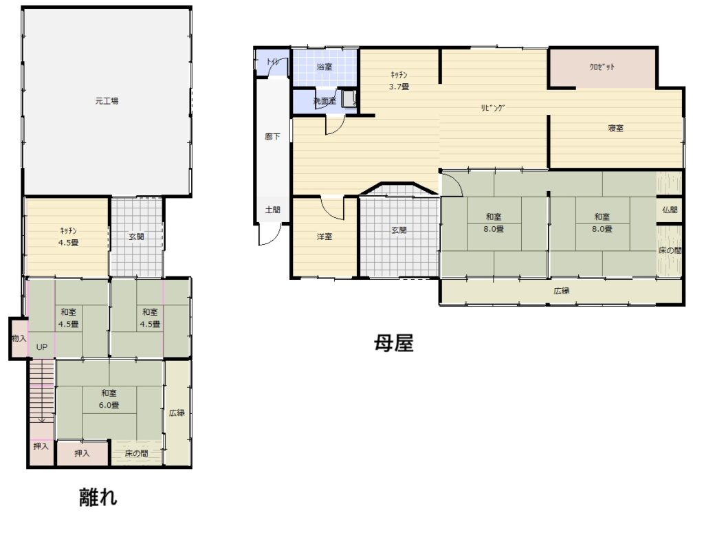 Floor plan for Wood house with storehouses in Omiya, Kyotango