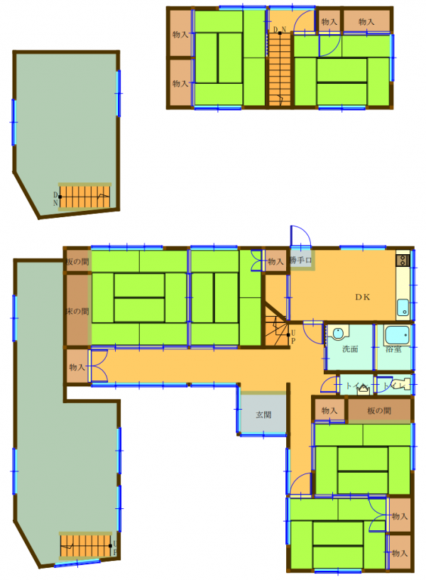 Floor plan for 1970s wood house, 17-min walk to station, Okayama