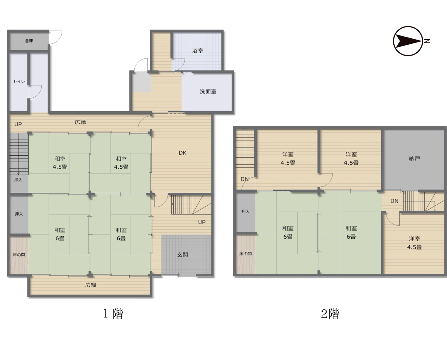 Floor plan for 1950s wood house, 6-min walk to station, Hyogo
