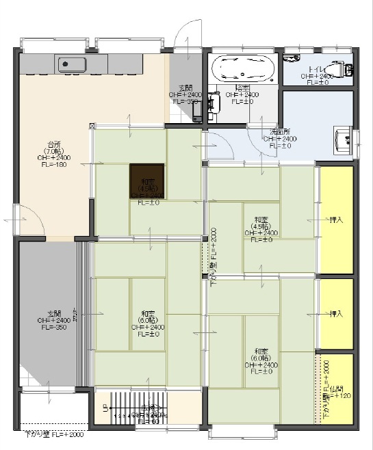 Floor plan for Live in the town center, compact renovated house (with sunken hearth)