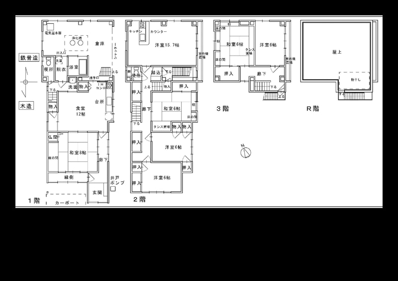 Floor plan for 1970s wood house in Hiroshima