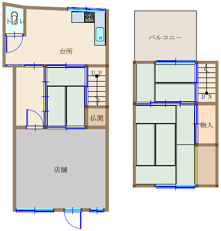 Floor plan for 1910s wood house, 17-min walk to station, Okayama