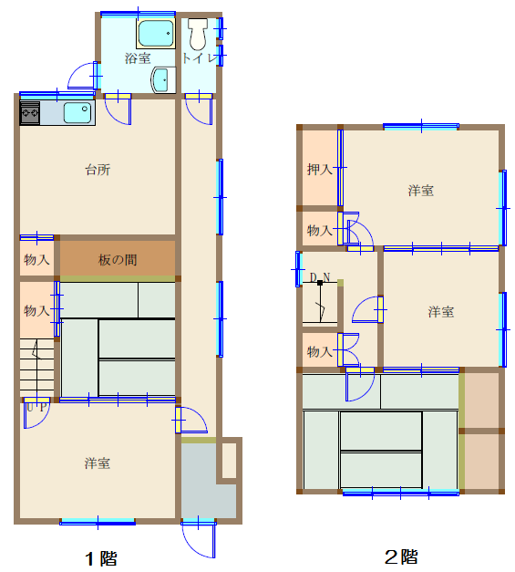 Floor plan for 1960s wood house, 17-min walk to station, Okayama