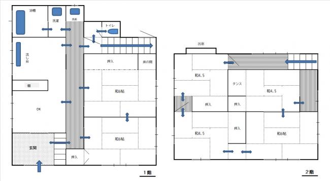 Floor plan for 1960s wood house, 1-min walk to station, Shimane