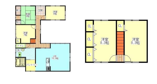 Floor plan for 1980s wood house, 7-min walk to station, Fukui
