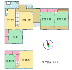 Floor plan for 1970s steel-frame house on a large plot in Yamaguchi