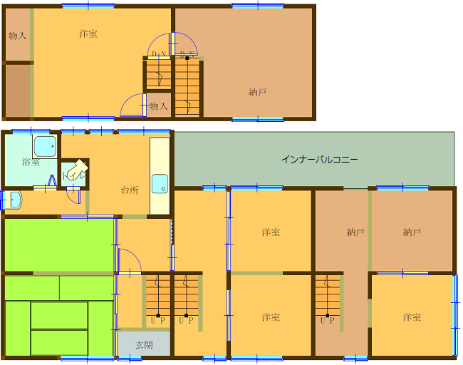 Floor plan for 1910s wood house, 17-min walk to station, Okayama