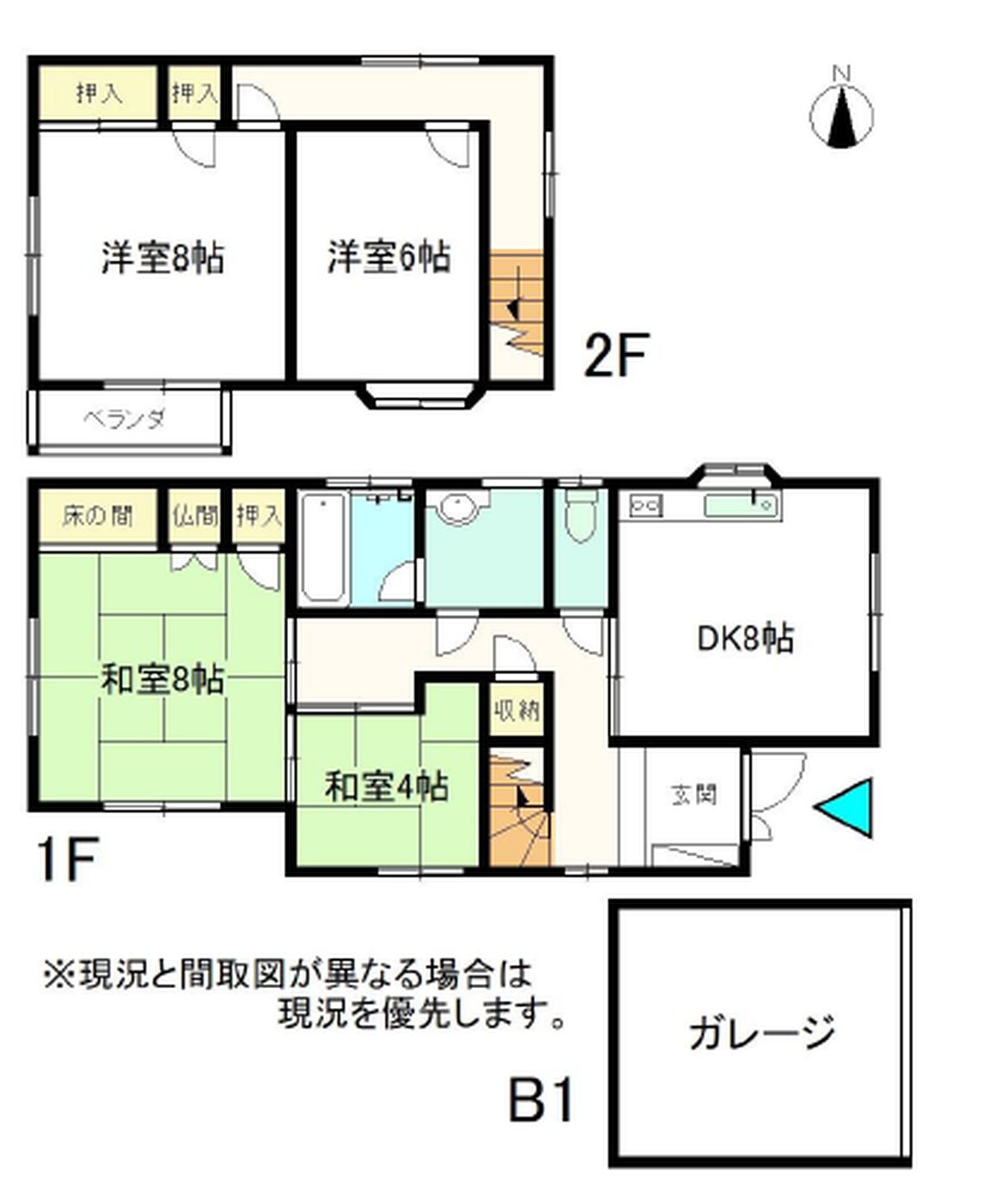 Floor plan for 1990s wood house, 20-min walk to station, Fukui