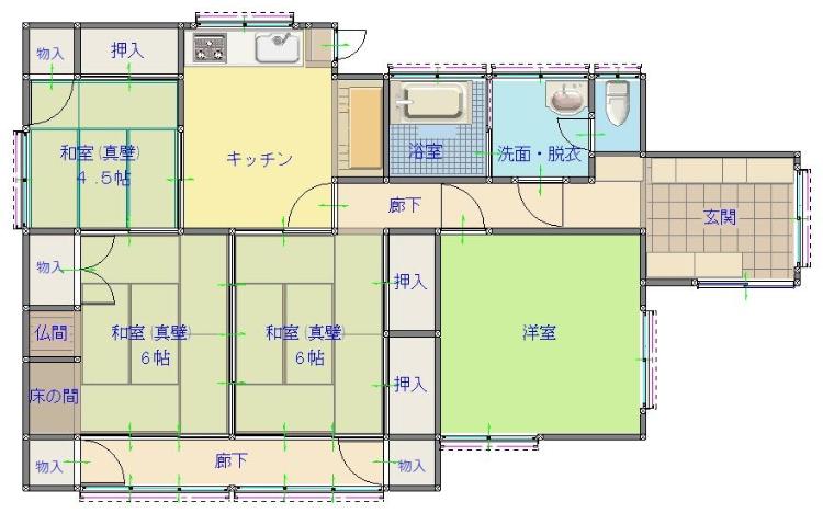 Floor plan for 1970s wood house, 16-min walk to station, Satsumasendai