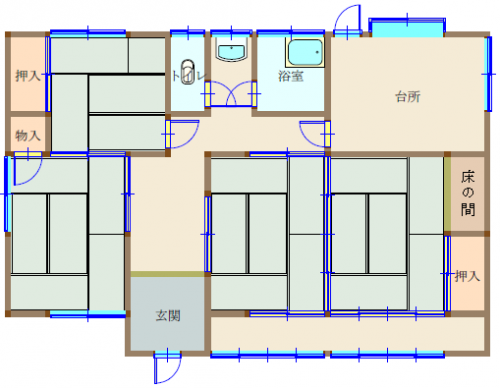 Floor plan for 1970s wood house in Okayama