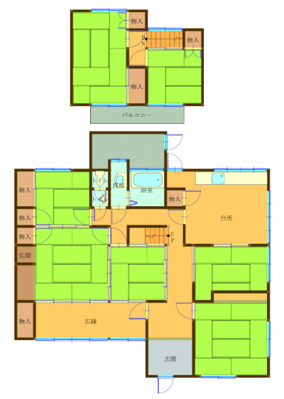 Floor plan for 1970s wood house on a large plot in Okayama