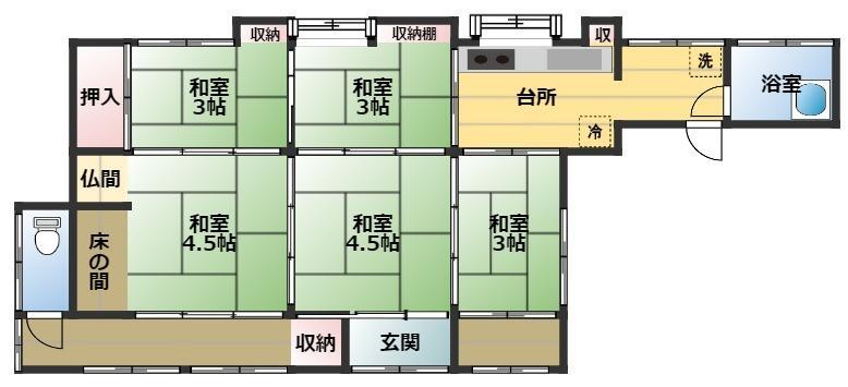 Floor plan for 1950s wood house on a large plot in Sumiyoshi, Aira