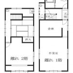Floor plan for 1980s wood house with outbuildings in Miyama, Nantan