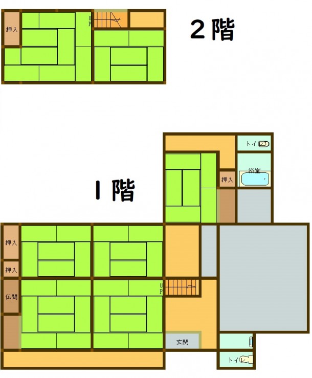 Floor plan for 1950s wood house on a large plot in Oita