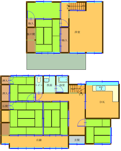 Floor plan for 1970s wood house in Okayama