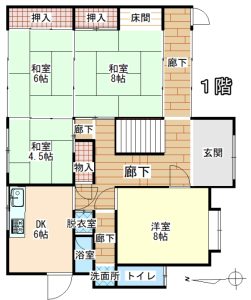Floor plan for 1960s wood house, 12-min walk to station, Nara