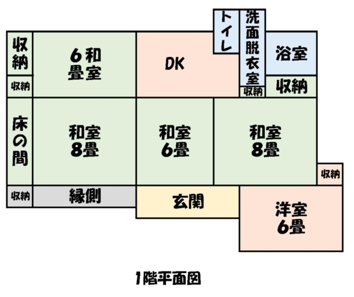 Floor plan for 1970s wood house in Tochigi