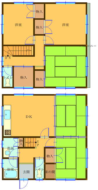 Floor plan for 1980s concrete house, 20-min walk to station, Okayama