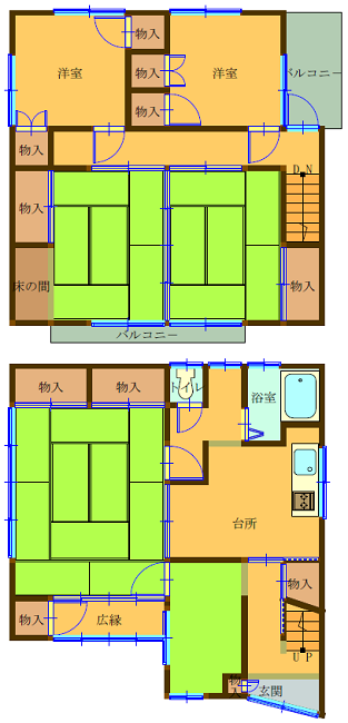 Floor plan for 1970s wood house, 15-min walk to station, Okayama