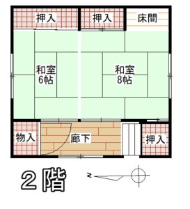 Floor plan for 1960s wood house, 12-min walk to station, Nara