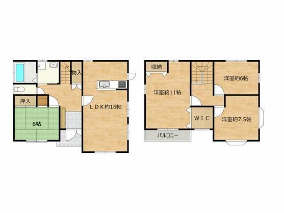 Floor plan for 1990s wood house, 7-min walk to station, Kagawa
