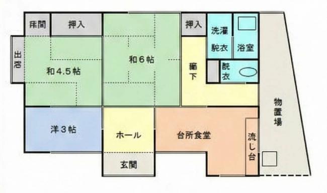 Floor plan for 1970s wood house, 17-min walk to station, Shimane