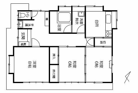 Floor plan for 1970s wood house in Iwate