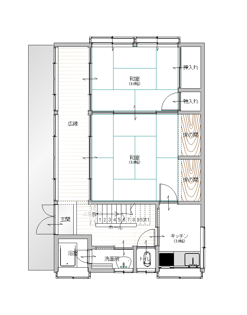 Floor plan for Wood house with outbuildings in Nagano