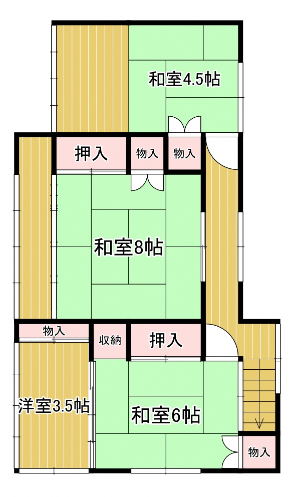 Floor plan for 1960s house, 17-min walk to station, Yamagata