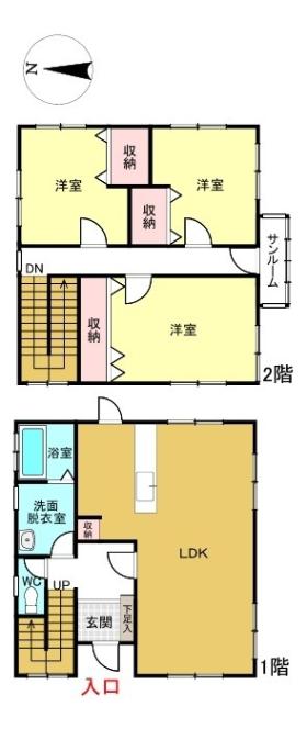 Floor plan for 2000s wood house, 11-min walk to station, Fukui
