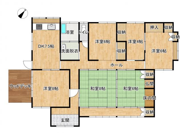 Floor plan for 1980s wood house in Hioki, Kagoshima