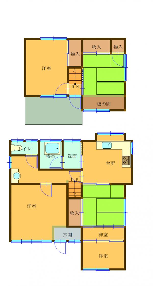 Floor plan for 1970s wood house, 17-min walk to station, Okayama