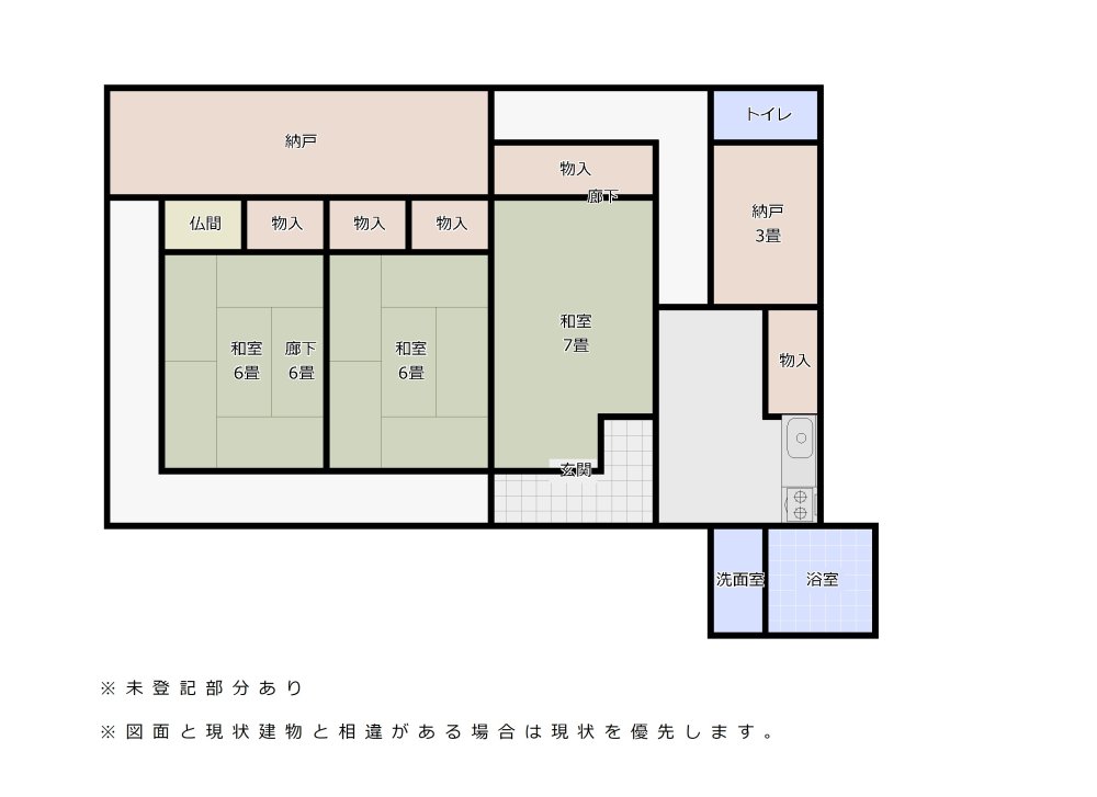 Floor plan for A single-story house where you can live peacefully surrounded by nature!