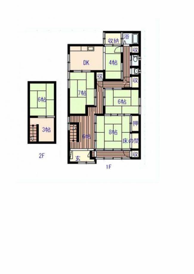 Floor plan for 1950s wood house, 3-min walk to station, Shimane
