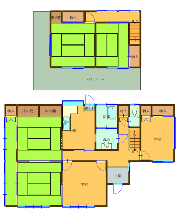 Floor plan for 1970s steel-frame house, 17-min walk to station, Okayama