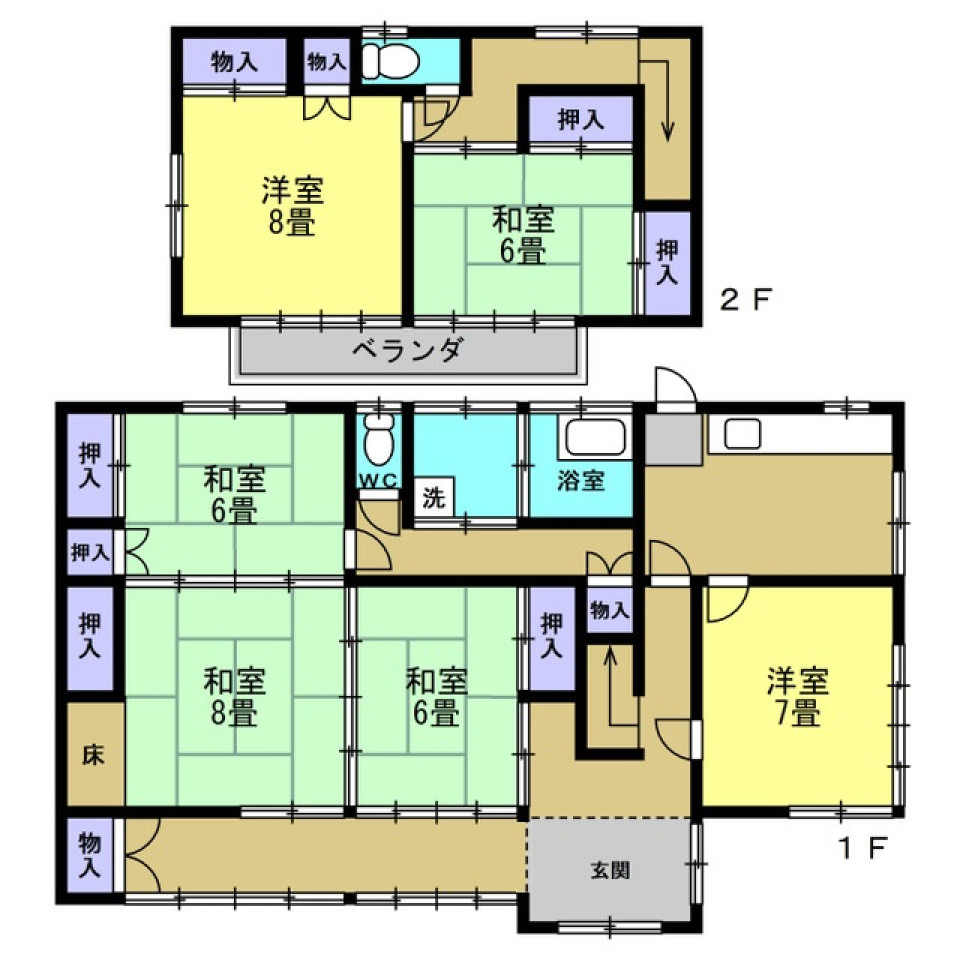 Floor plan for 1980s wood house, 18-min walk to station, Tochigi