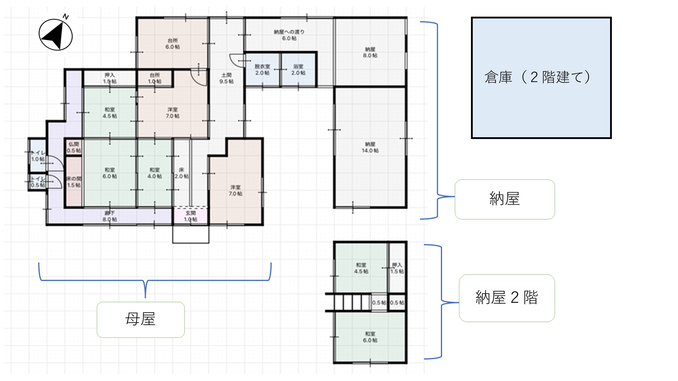 Floor plan for 1970s wood house on a large plot in Yamaguchi